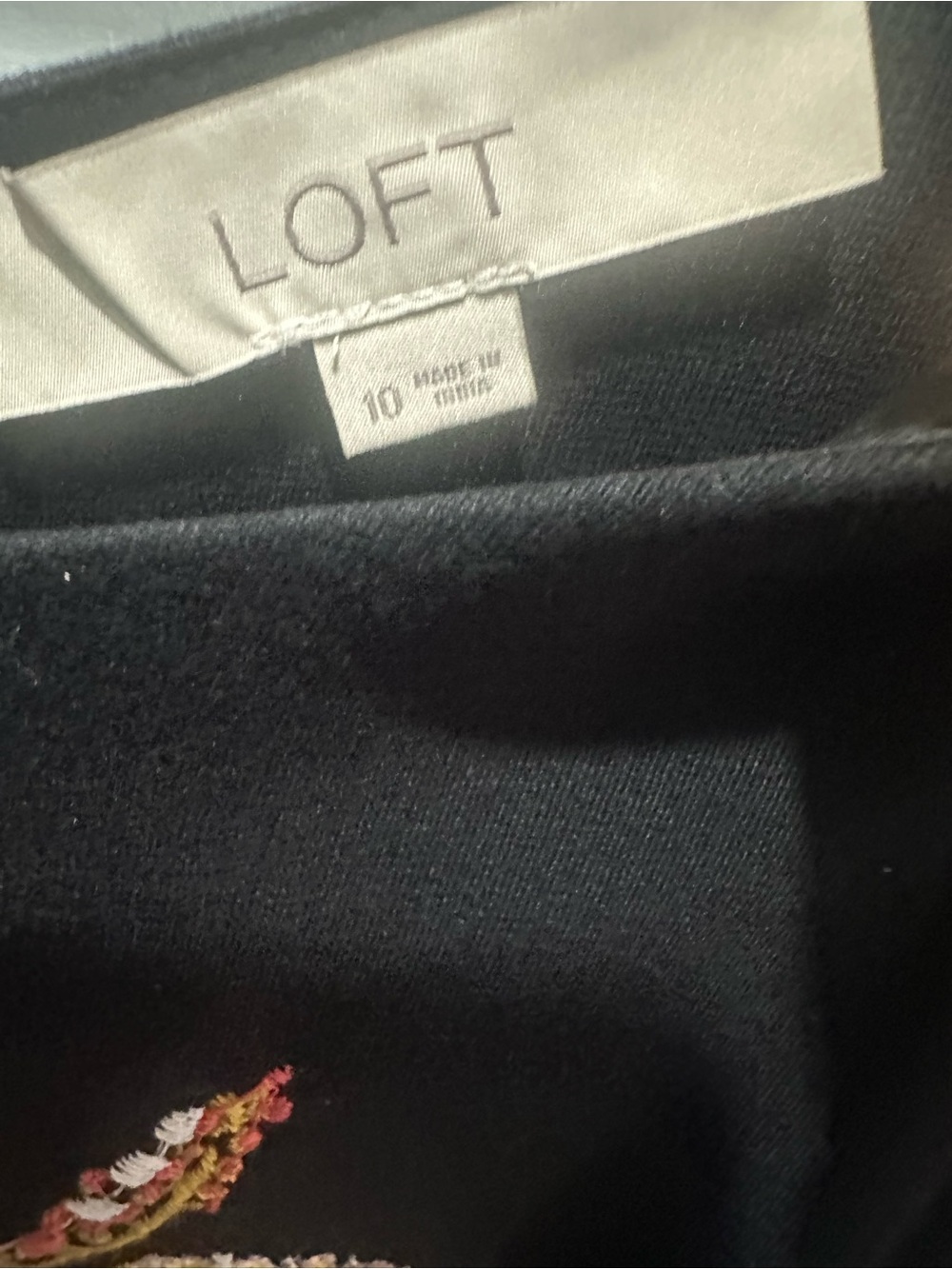 LOFT Black Long Sleeve Sheath Dress with Floral Embroidery - Picture 7 of 9
